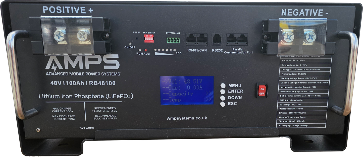 RB48100 | RB48150 - 48V 100Ah or 150Ah Stack / RACK Batteries 16S 5.12kWh | 7.68kWh