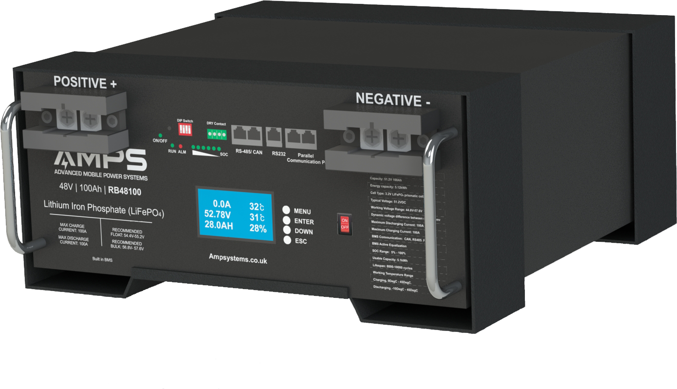 RB48100 | RB48150 - 48V 100Ah or 150Ah Stack / RACK Batteries 16S 5.12kWh | 7.68kWh