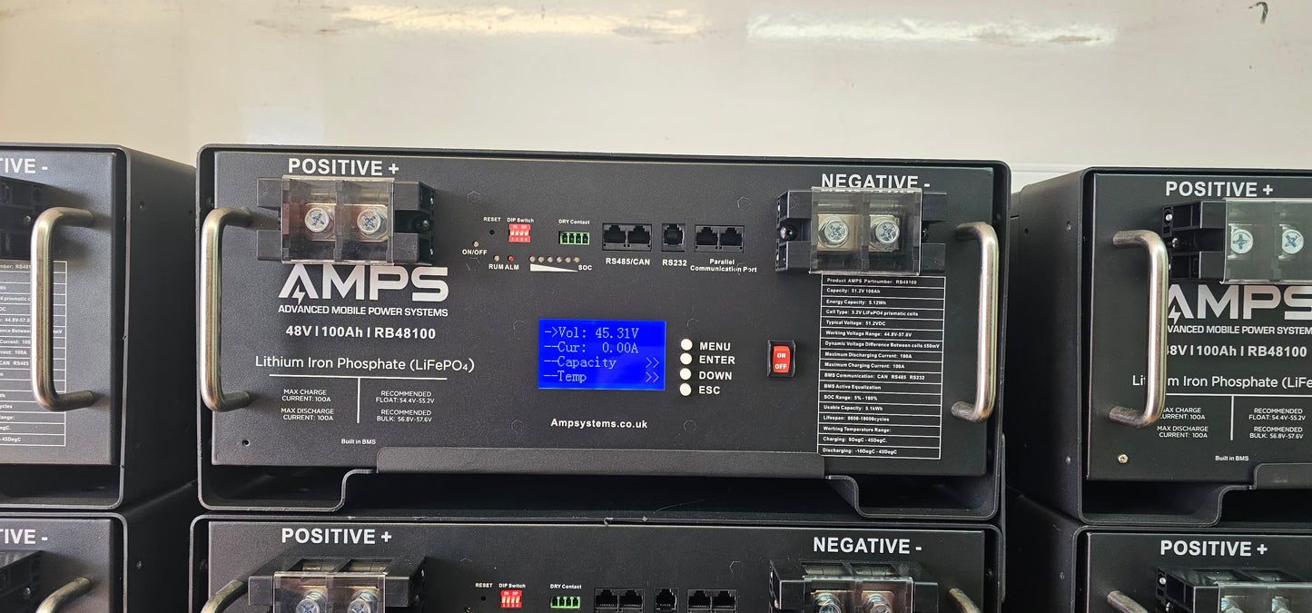 RB48100 | RB48150 - 48V 100Ah or 150Ah Stack / RACK Batteries 16S 5.12kWh | 7.68kWh