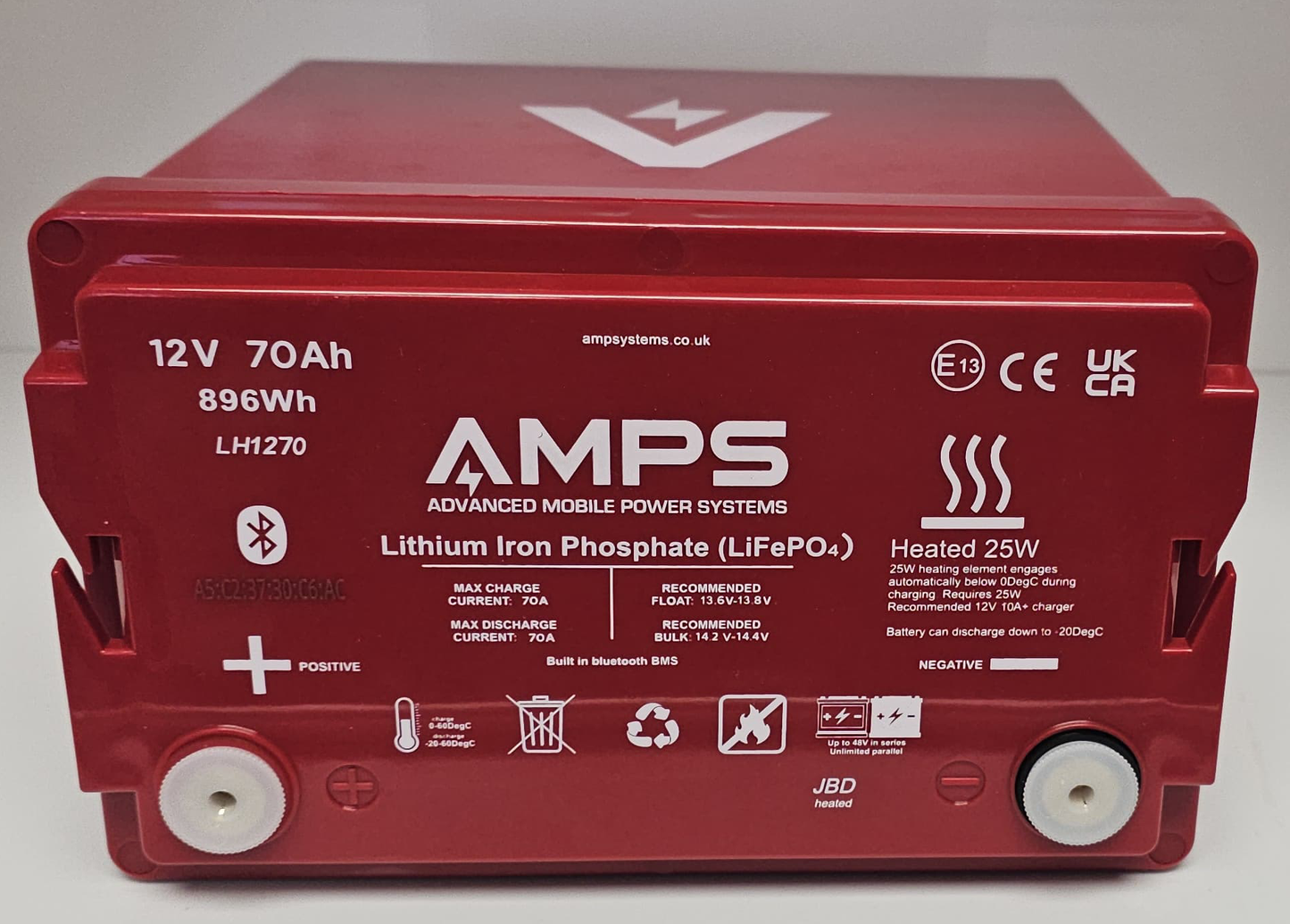 12V 70Ah LiFePO4 - Lithium Iron Phosphate Battery w/ Bluetooth Heated