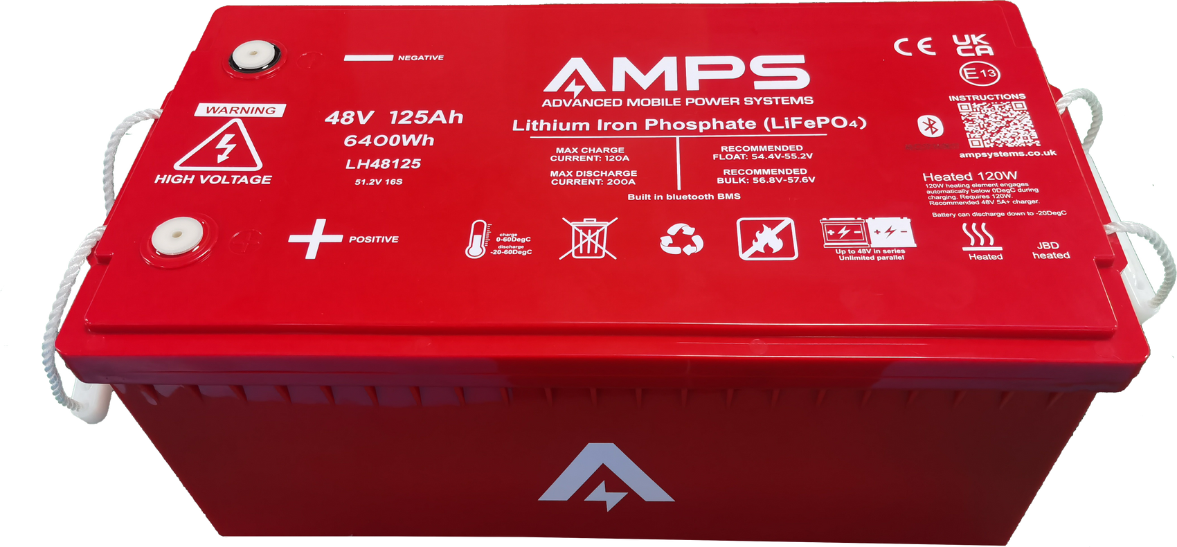 48V 125Ah LiFePO4 battery w/ heater and bluetooth