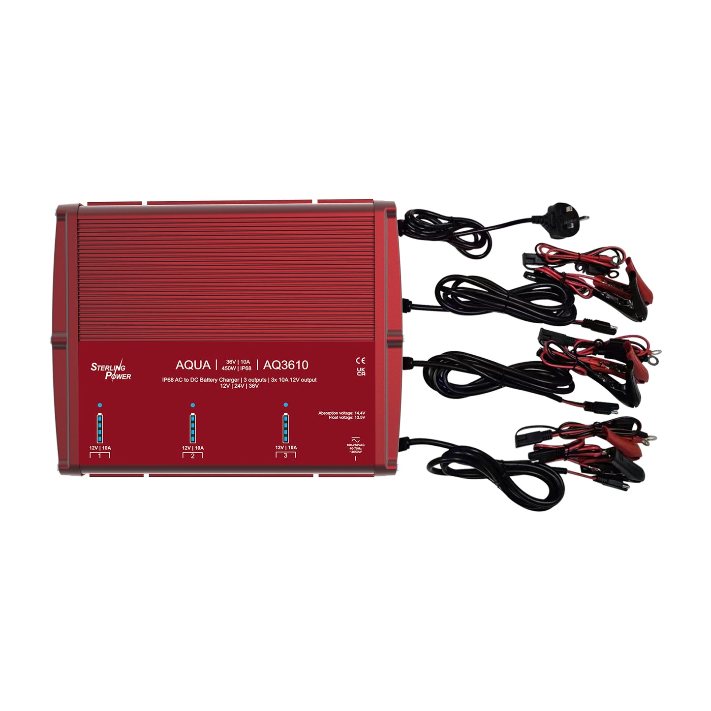 IP68 Waterproof AC to DC Battery Charger 12V | 24V | 36V | 48V | 60V AQUA range 100VAC-250VAC input - Available Now