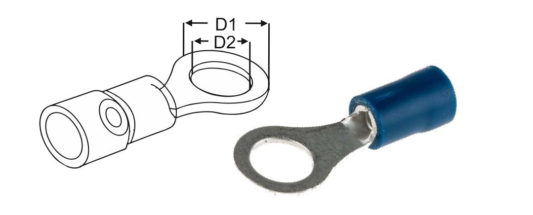 Ring Terminals Blue 1.5-2.5mm2 16-14 gauge multipacks