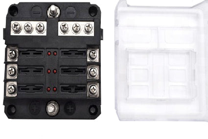 6Way / 12Way ATC / ATO Fuse Holder Blocks With Negative Bars and LED Fault Lights